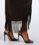 SIR Lula fringed asymmetric silk maxi dress