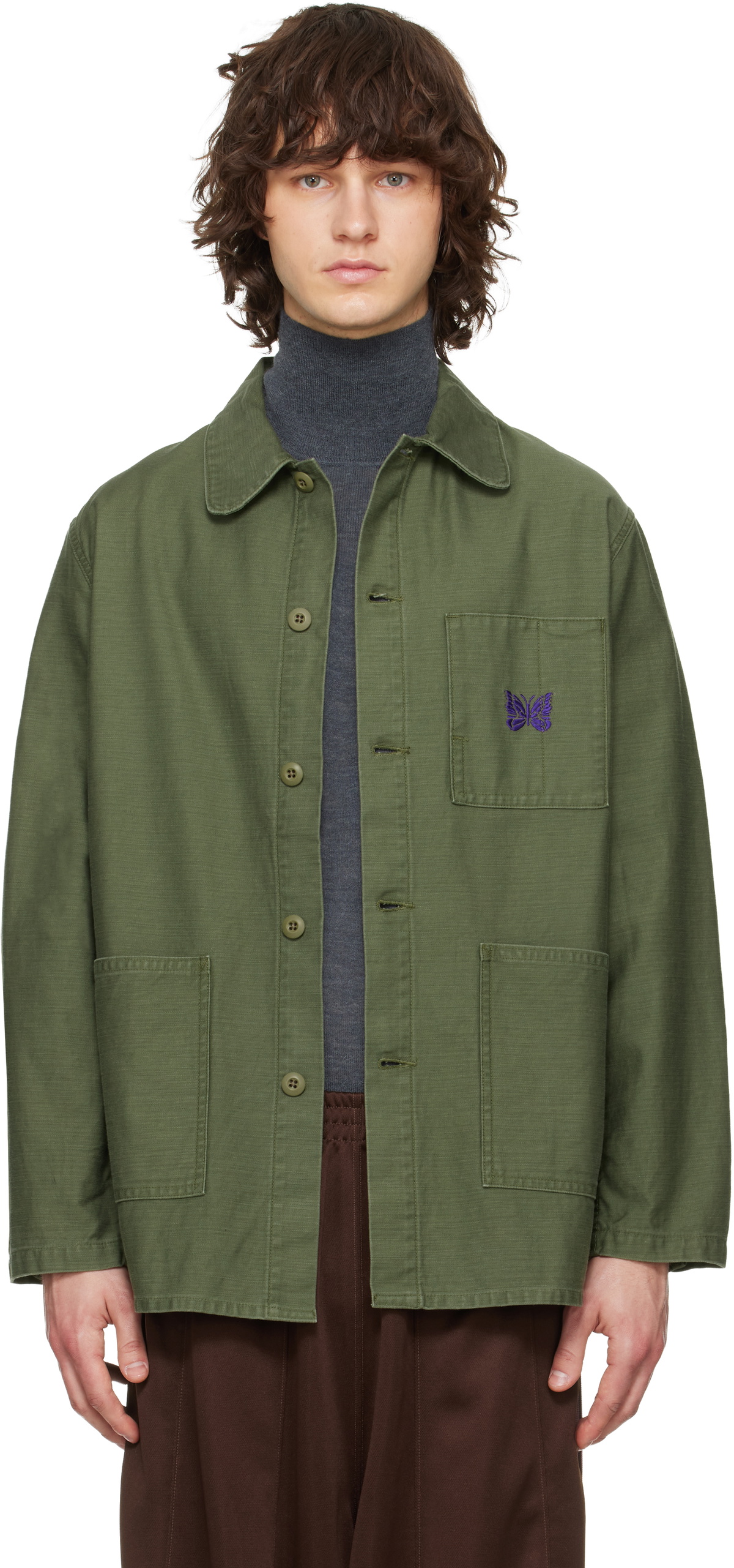 Needles Khaki Herringbone Coverall Jacket Needles