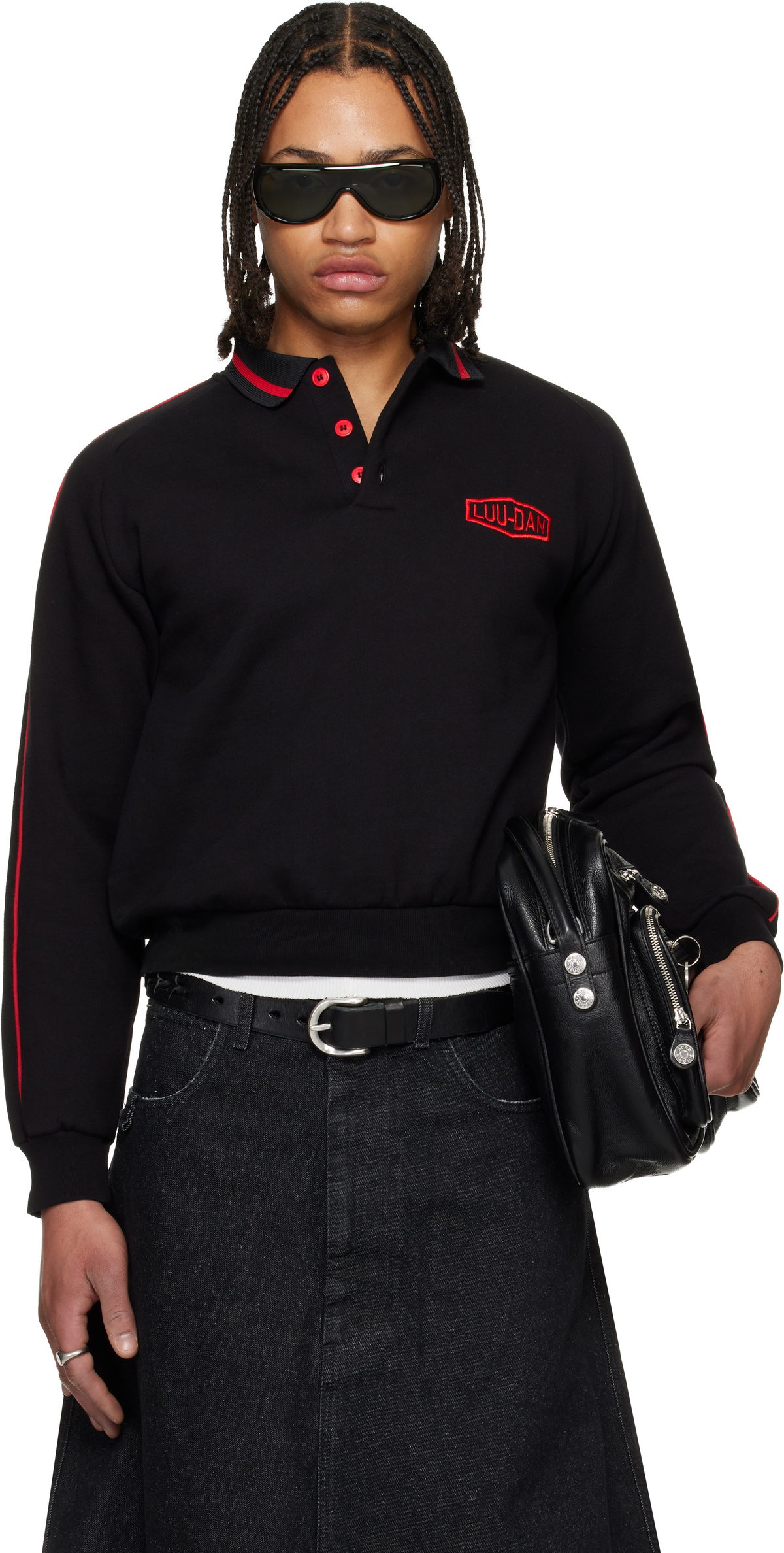 LU'U DAN Black Pit Stop Polo