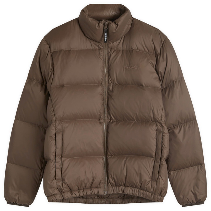 Photo: Gramicci Women's Down Puffer Jacket in Dark Brown