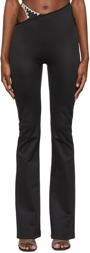 Photo: AREA Black Asymmetric Strap Flare Lounge Pants