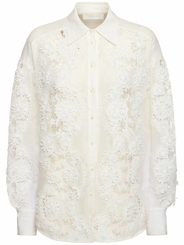 Photo: ZIMMERMANN Halliday Ramie Lace Flower Shirt