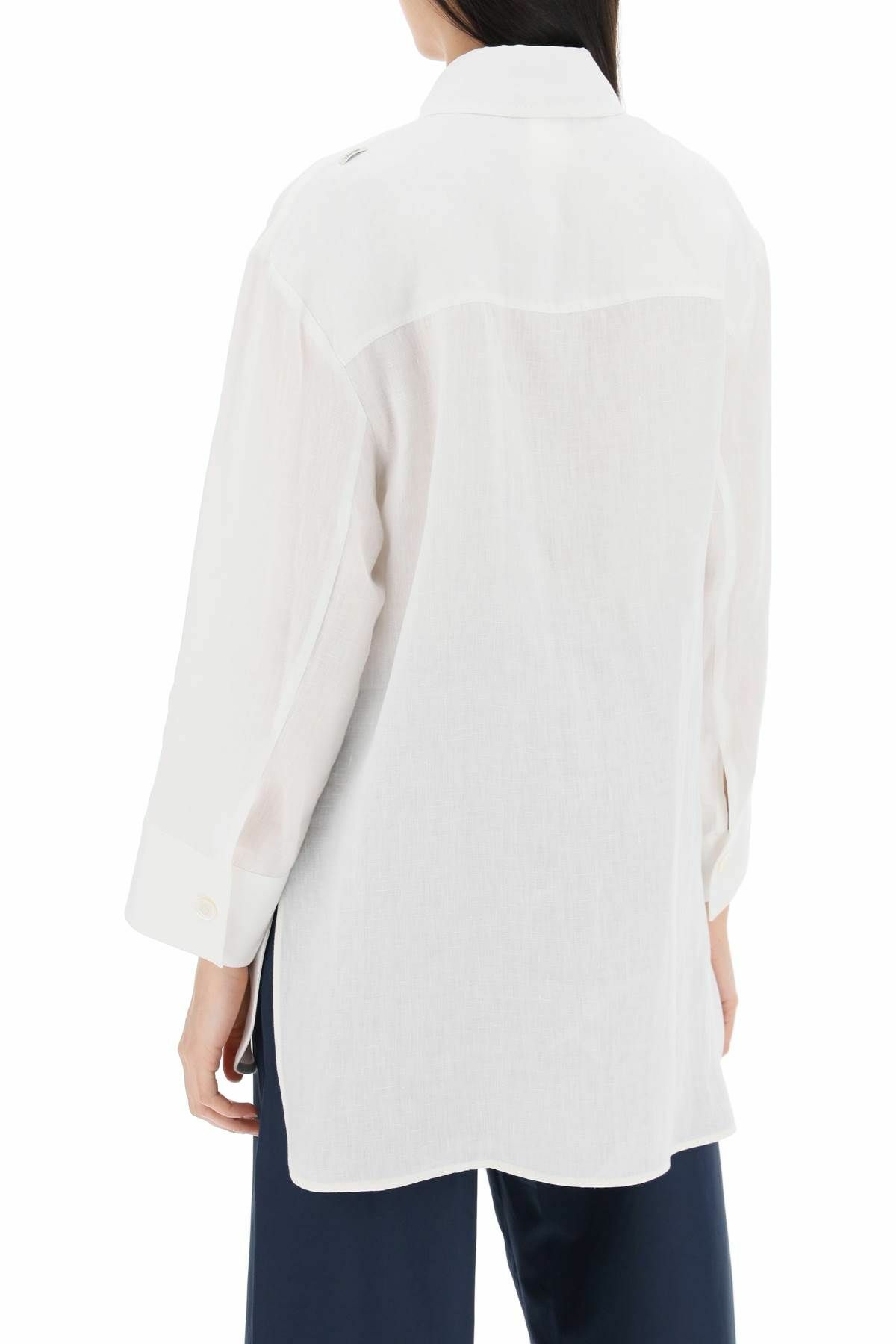 S MAX MARA daria linen shirt with three-quarter sleeves White S