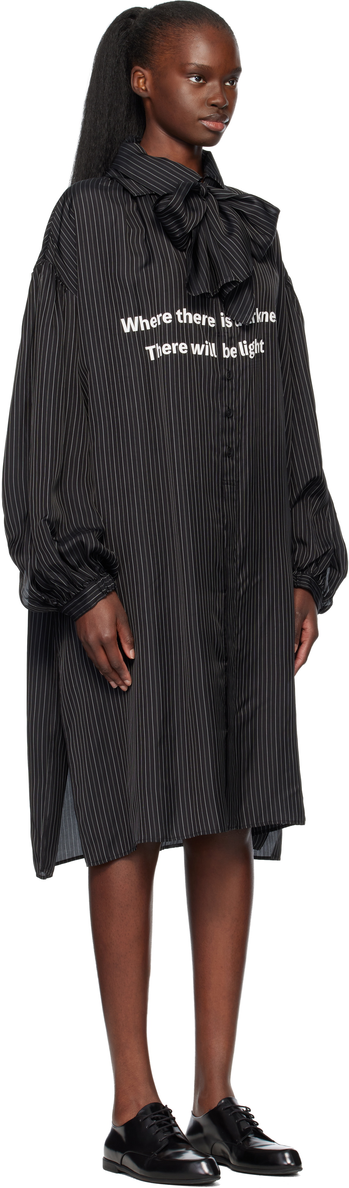 YOHJI YAMAMOTO Black Message Scarf Shirt