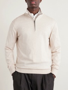 Hartford - Cotton and Cashmere-Blend Half-Zip Sweater - Neutrals