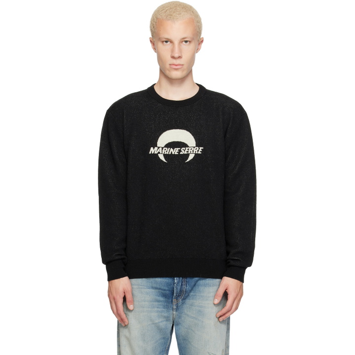 Photo: Marine Serre Black Merino Wool Knit LS Sweater