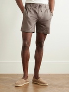 Onia - Slim-Fit Straight-Leg Pleated Garment-Dyed Stretch-Cotton Drawstring Shorts - Brown
