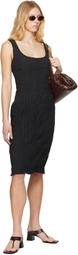 Bottega Veneta Black Crinkled Midi Dress