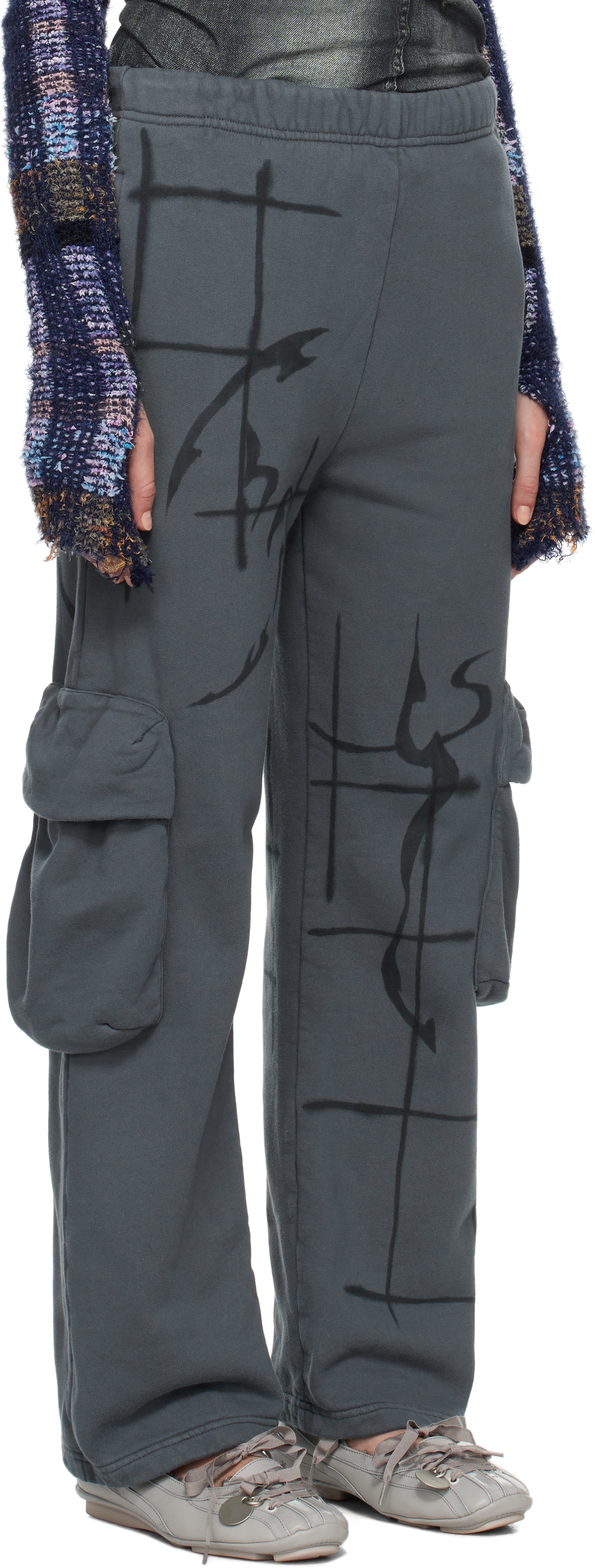 Collina Strada Gunmetal & Black Cargo Sweatpants