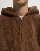 ERL TERRY FLEECE ZIPPED HOODIE KNIT Brown Mens Hoodies/Zipper