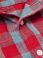 SAINT Mxxxxxx - Distressed Checked Cotton-Flannel Shirt - Red