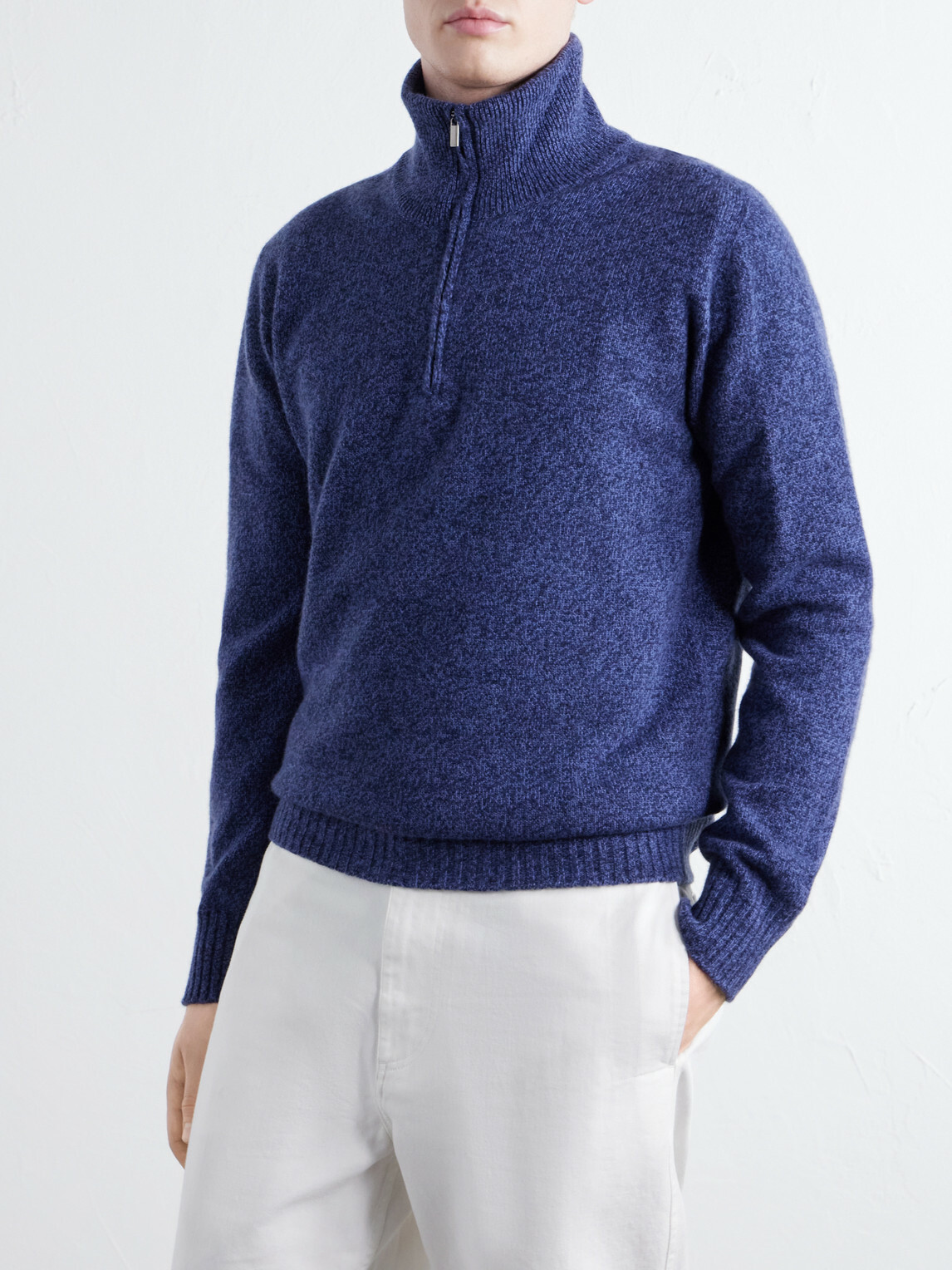Altea - Wool and Cashmere-Blend Half-Zip Sweater - Blue