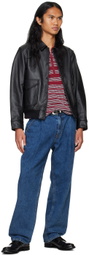 Uniform Bridge Blue Wide One Tuck Jeans