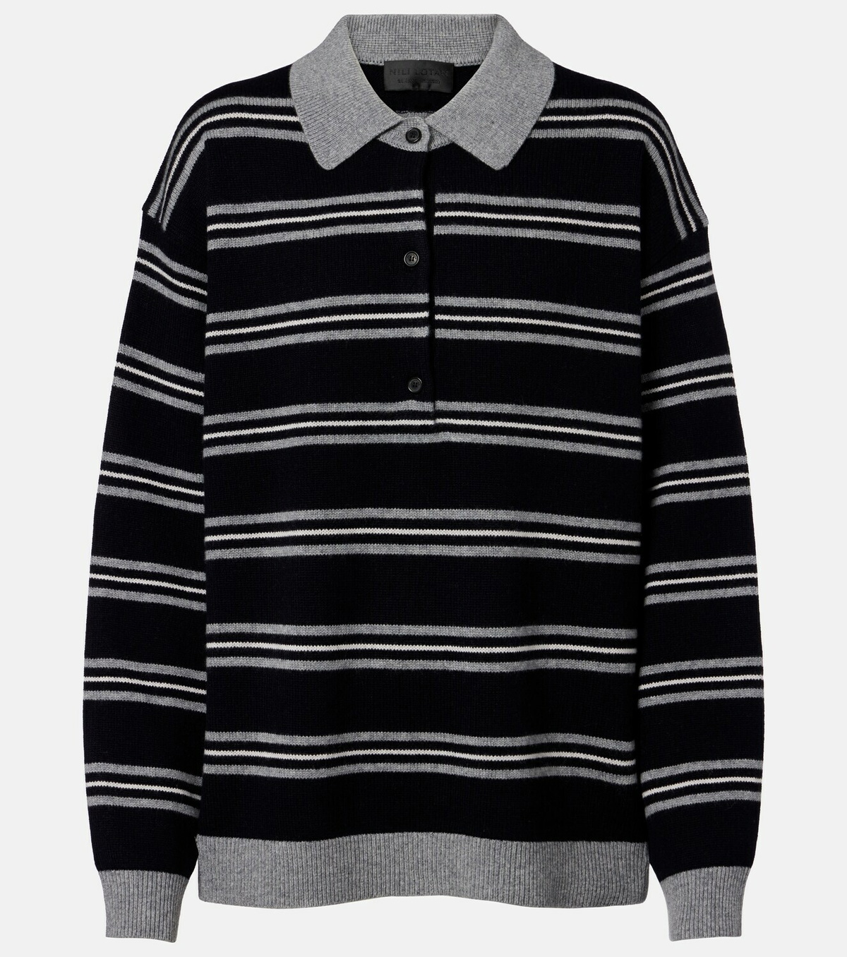 Nili Lotan Galvez striped cashmere polo sweater