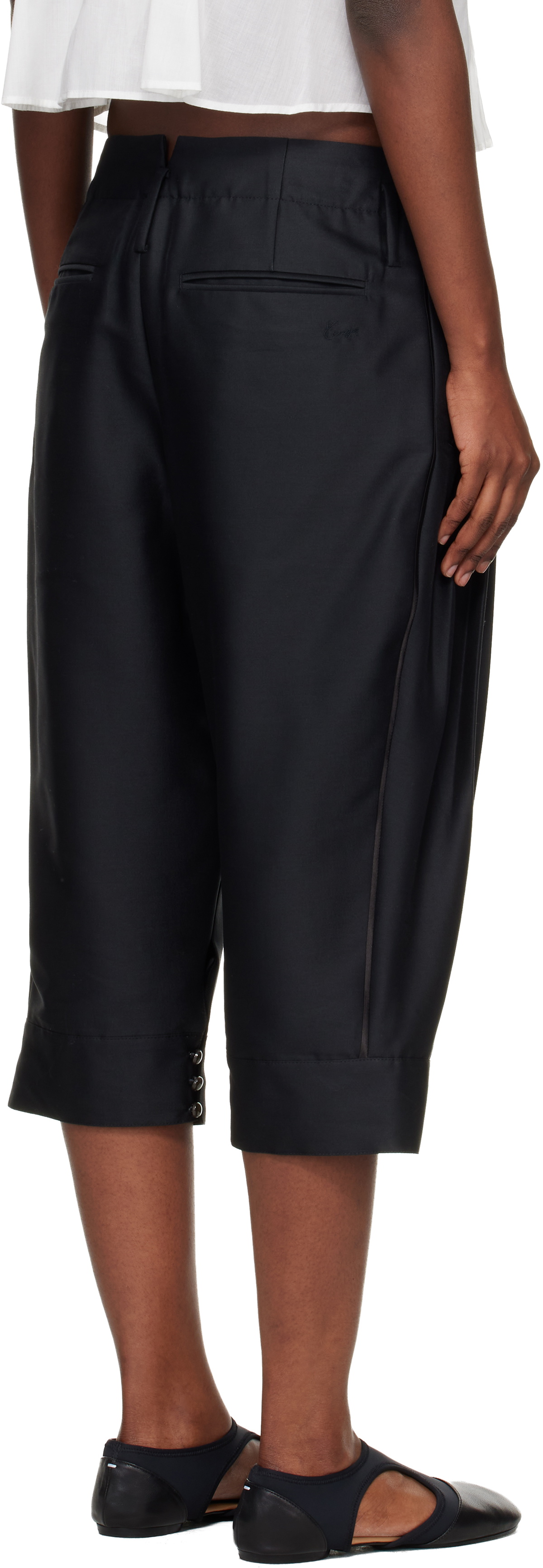 Kenzo Black Kenzo Paris Tailored Cropped Pleated Trousers