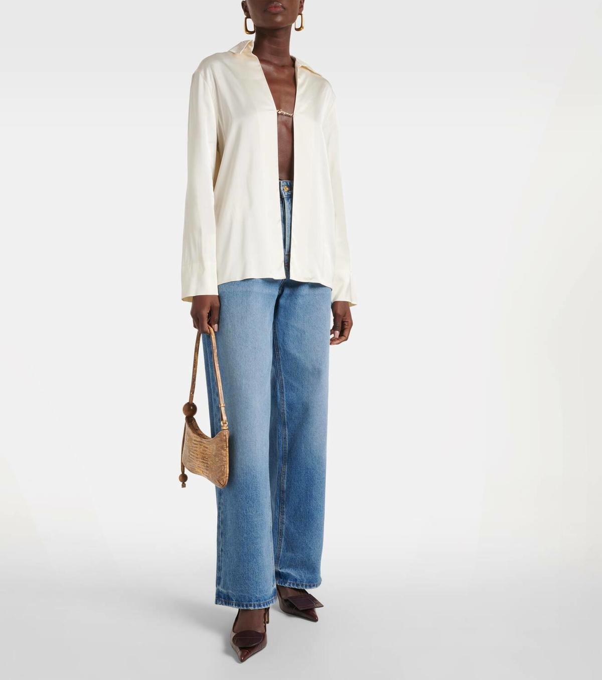 Jacquemus Bisou Perle croc-effect leather shoulder bag Jacquemus