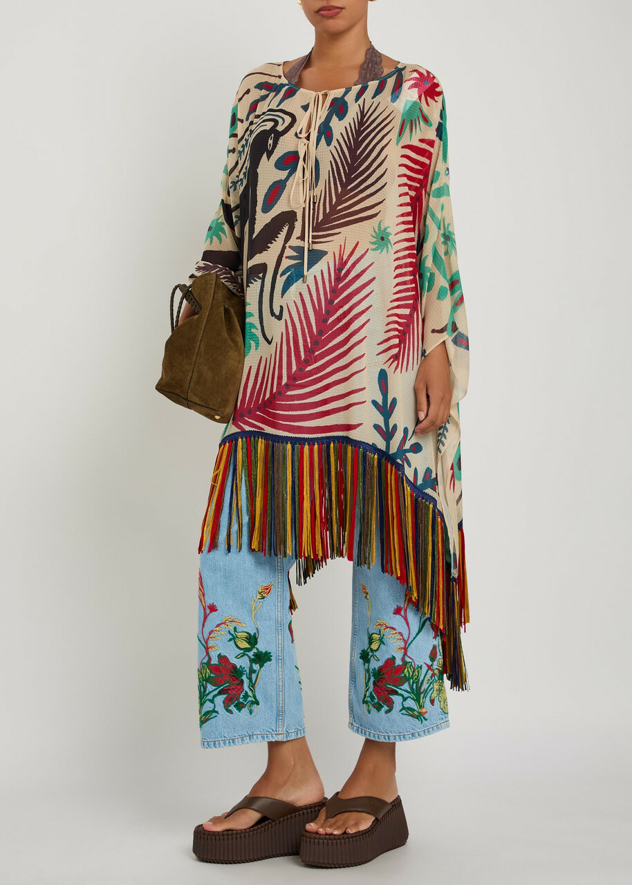 Etro Floral-embroidered Cropped Straight-leg Jeans Blue