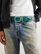 Gallery Dept. - Croc-Effect Trimmed Studded Leather Belt - Blue