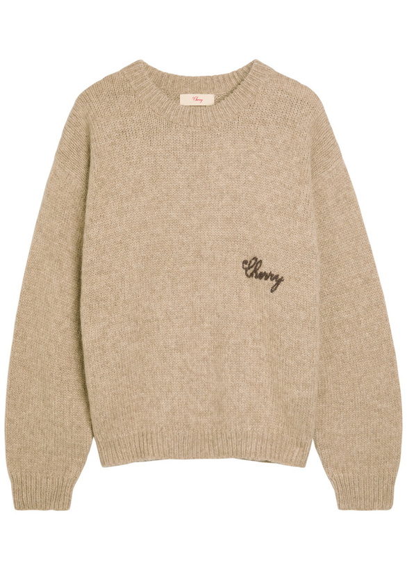Photo: Cherry Los Angeles American Classic Logo Alpaca-blend Jumper Off White