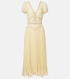Self-Portrait Lace-trimmed pleated midi dress