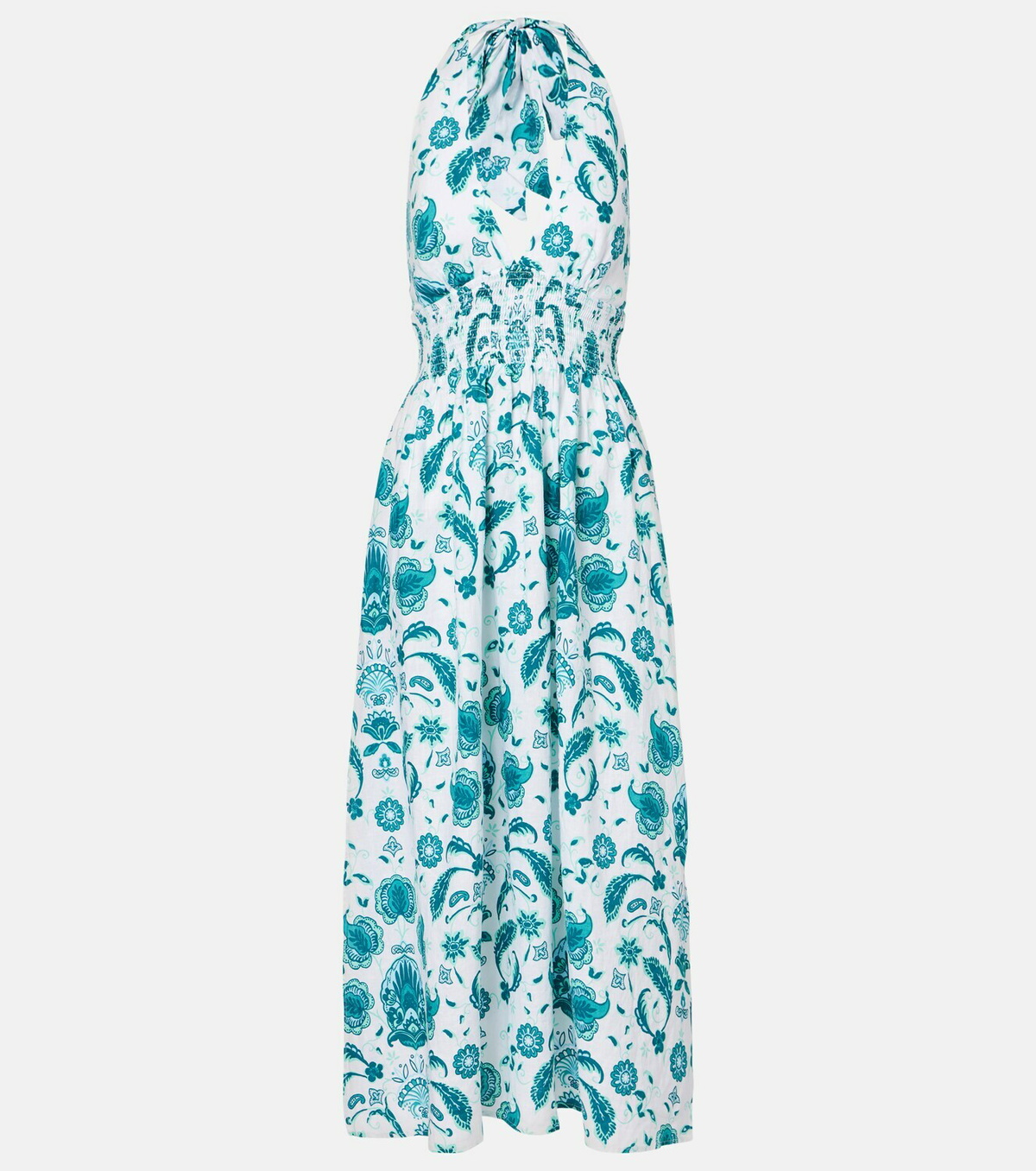 Heidi Klein Kos paisley shirred linen maxi dress