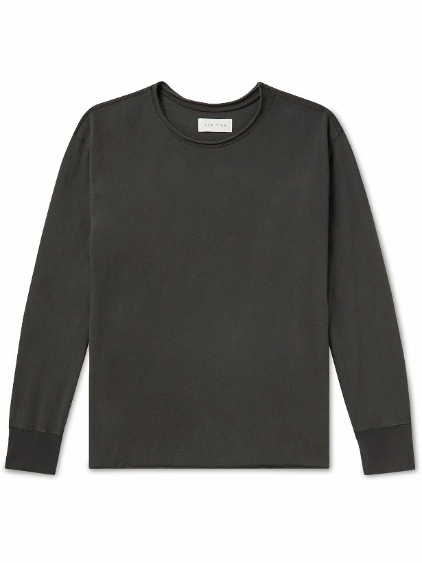 Photo: Les Tien - Distressed Cotton-Jersey Sweatshirt - Gray