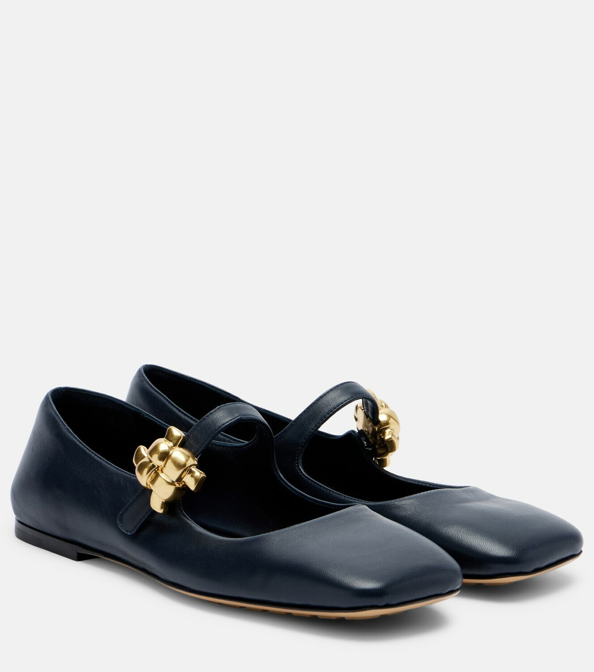 Bottega Veneta Lucy embellished leather Mary Jane flats