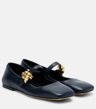 Bottega Veneta Lucy embellished leather Mary Jane flats