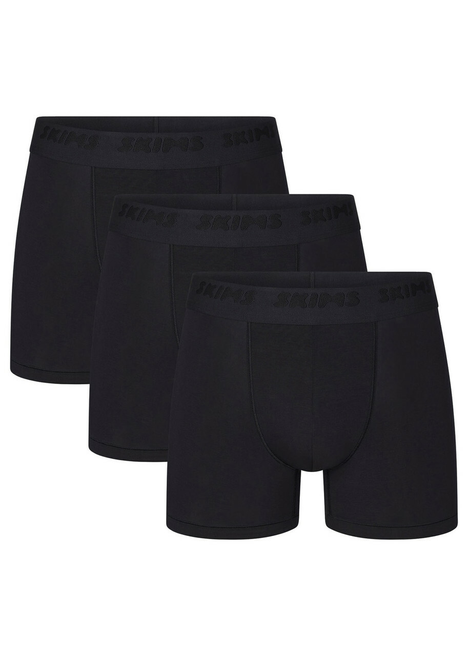 Skims Stretch-cotton Boxer Briefs set of Three Black