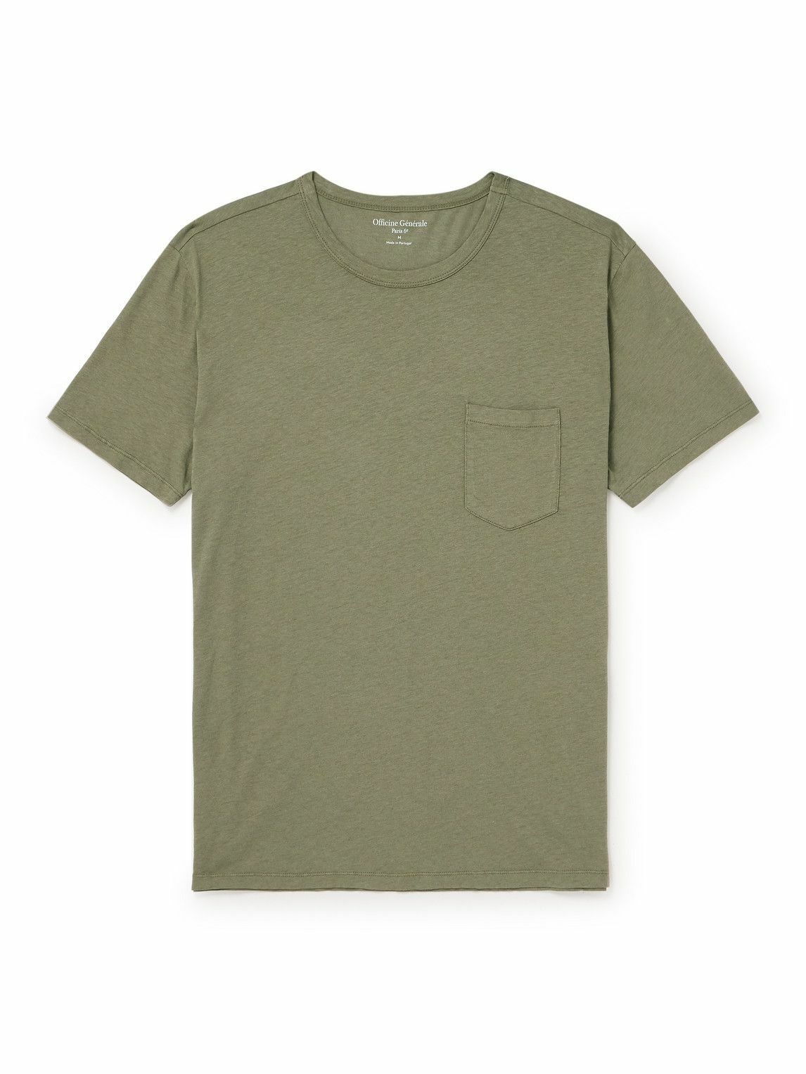 Photo: Officine Générale - Slub Cotton-Blend Jersey T-Shirt - Green