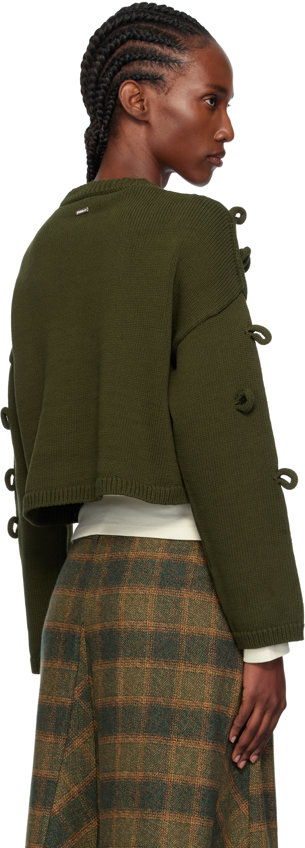 JW Anderson Khaki Cropped Loop Sweater