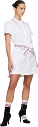 Thom Browne White Solid Poplin Bow Minidress