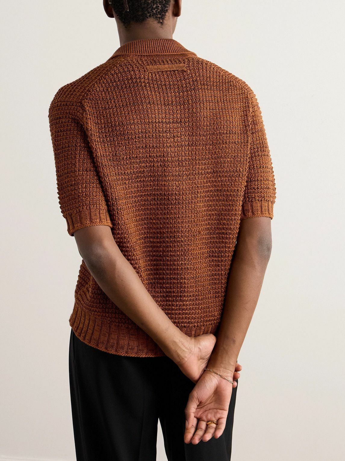 Zegna - Open-Knit Cotton, Linen, Silk and Cashmere-Blend Polo