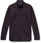 TOM FORD - Button-Down Collar Checked Cotton-Poplin Shirt - Brown