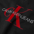 Calvin Klein Men's Archival Monogram Flock Crew Sweat in Black