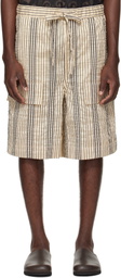 COMMAS Beige Rope Stripe Pocket Shorts