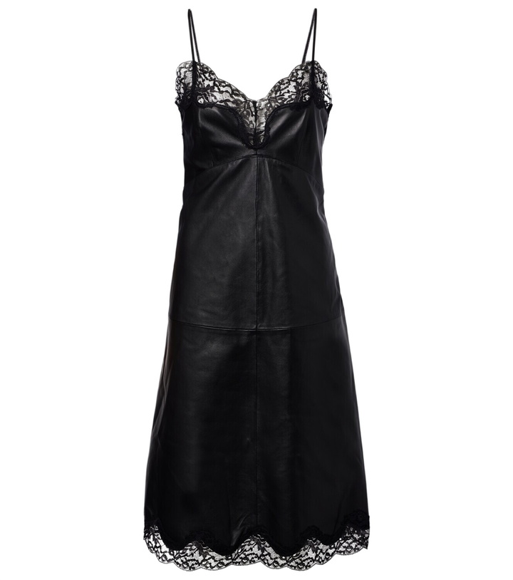 Photo: Magda Butrym Lace-trimmed leather midi dress