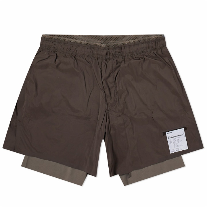 Photo: Satisfy Men's Coffee Thermal 8" Shorts in Quicksand