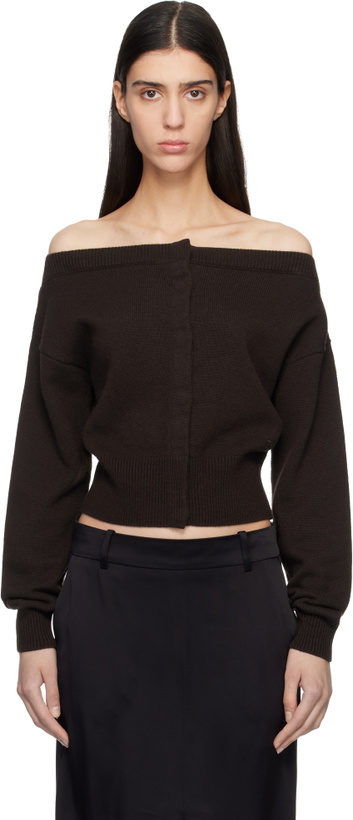 Photo: TOM FORD Brown Soft Cashmere Open-Neck Shrunken Cardigan