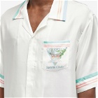 Casablanca Men's Tennis Club Short Sleeve Silk Shirt in White