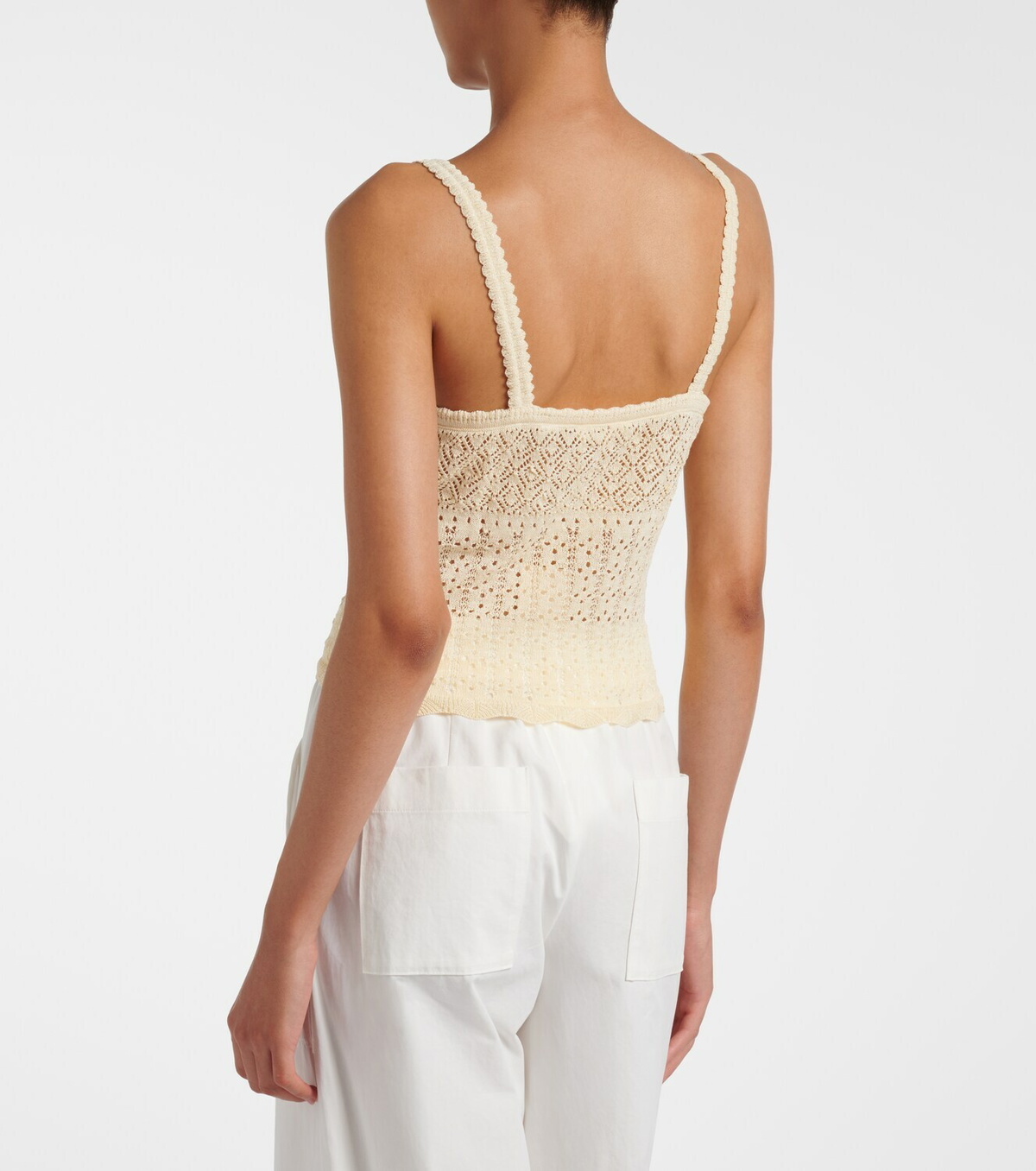 Dôen Nadille pointelle scalloped top