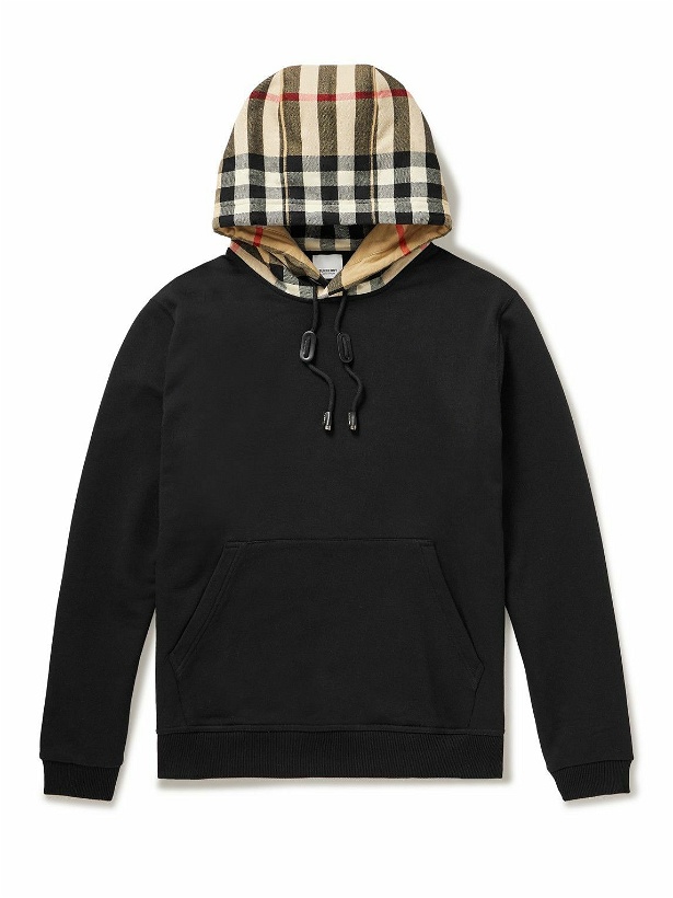 Photo: Burberry - Checked Cotton-Jersey Hoodie - Black