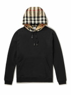 Burberry - Checked Cotton-Jersey Hoodie - Black