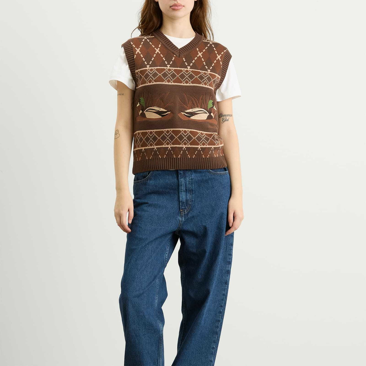 House Of Sunny Women's Duck Knit Vest in Tobacco