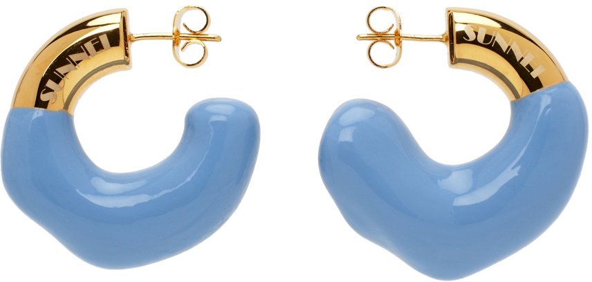 Photo: SUNNEI Gold & Blue Rubberized Earrings