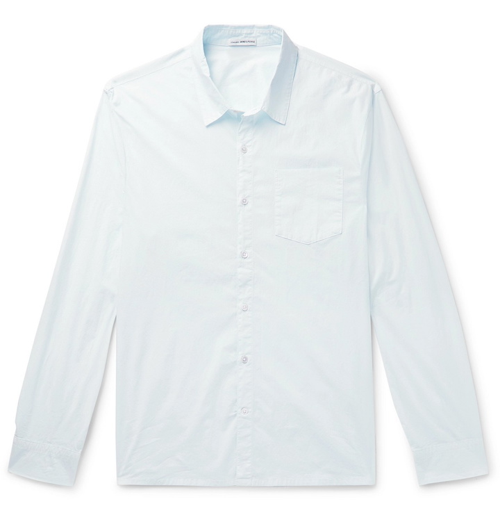 Photo: James Perse - Slim-Fit Garment-Dyed Stretch Cotton-Blend Poplin Shirt - Blue