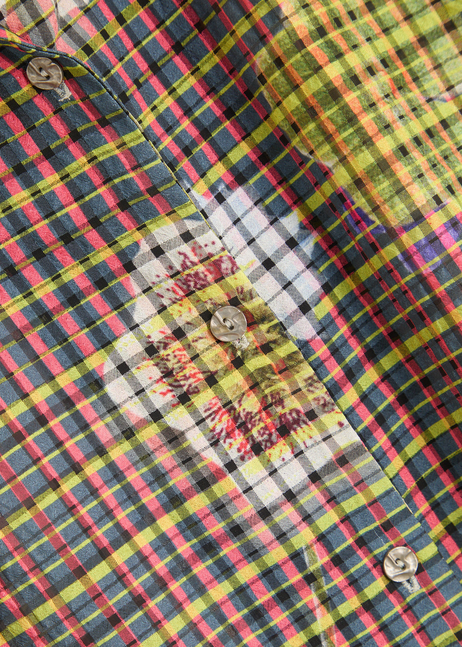 Julia Heuer Hannes Checked Semi-sheer Seersucker Shirt Brown