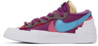 Nike Purple Sacai & KAWS Edition Blazer Low Sneakers