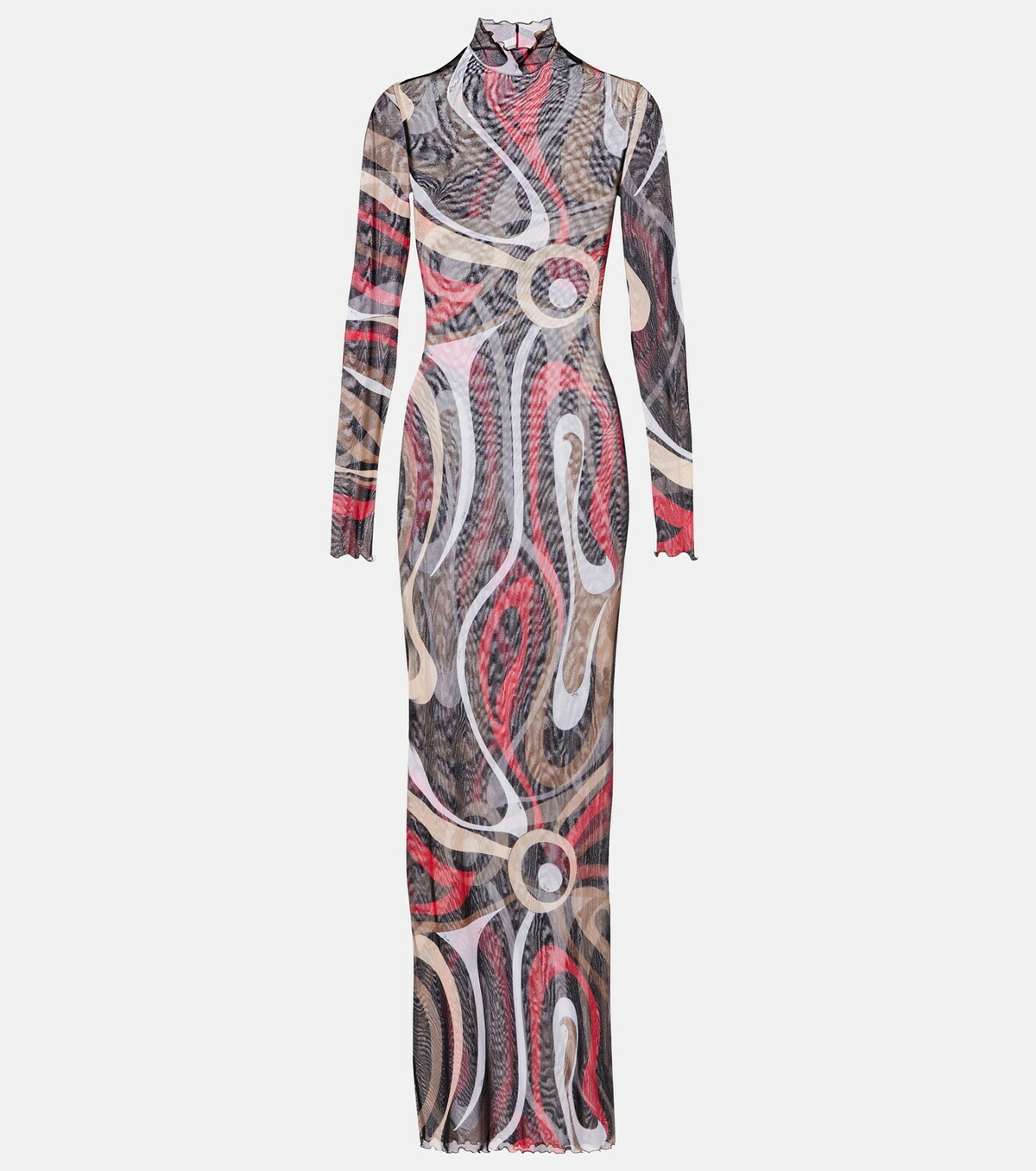 Pucci Printed tulle-trimmed jersey maxi dress