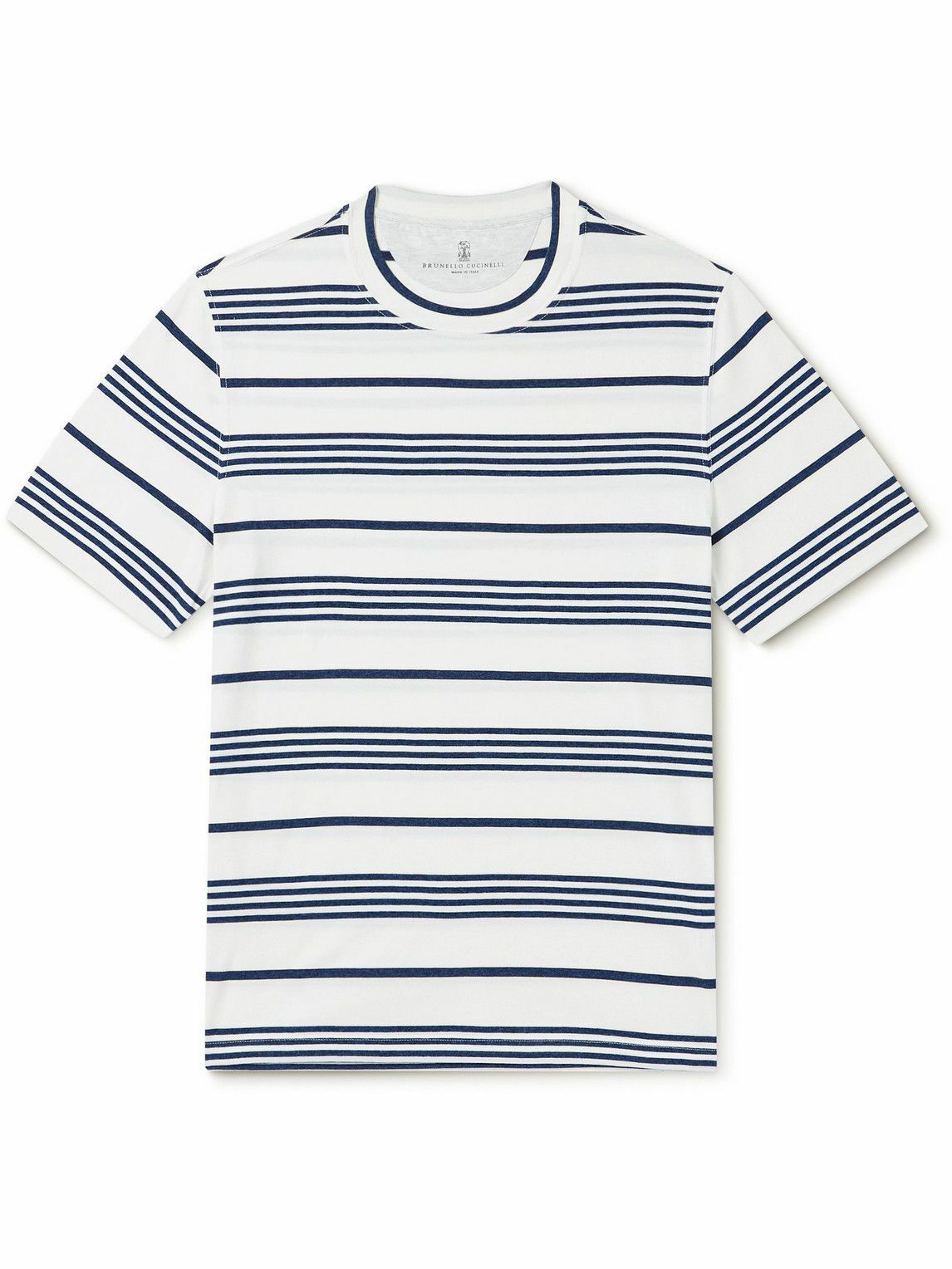 Brunello Cucinelli - Striped Cotton-Jersey T-Shirt - Unknown Brunello ...